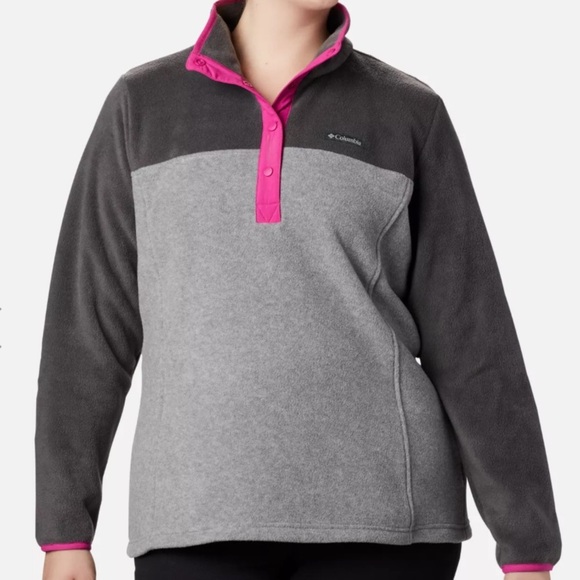 Plus Size Benton Springs Half Snap Fleece Pullover Grey - Picture 1 of 5